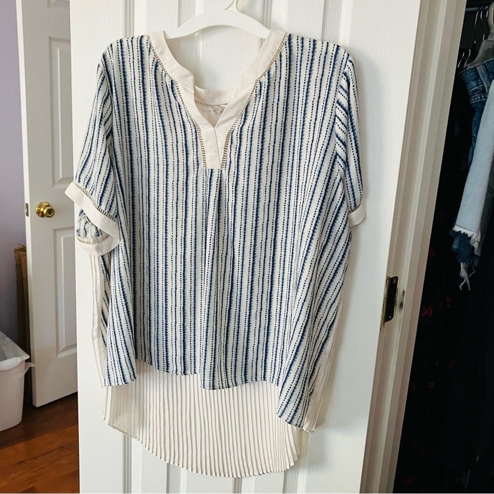 Cato Blue and White Striped Blouse
